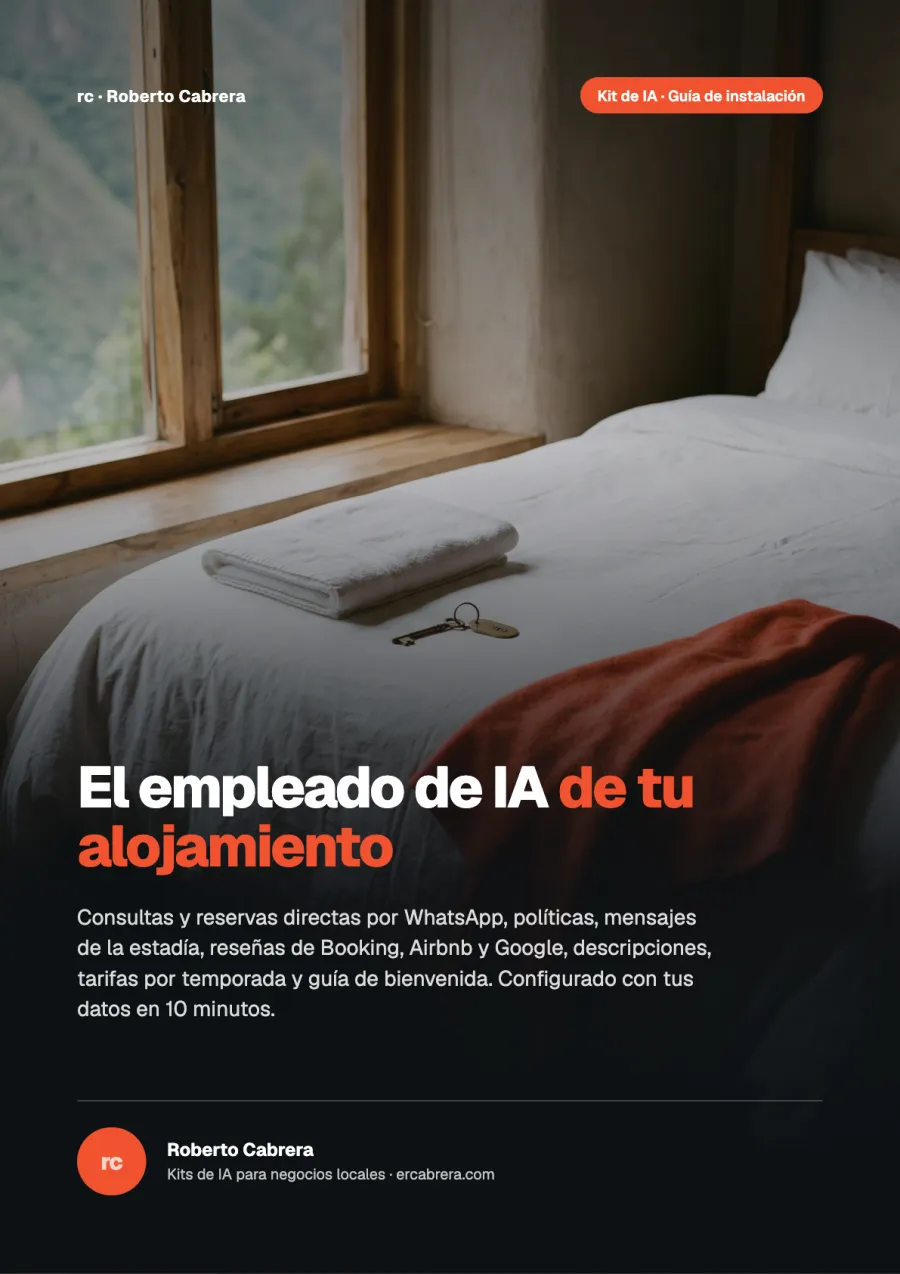 Portada de la guía del Kit de IA para hoteles, hostales y alquileres por noches